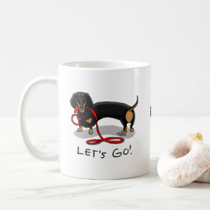 Laten we beginnen! Dachshund (zwart en tan) Funny Koffiemok