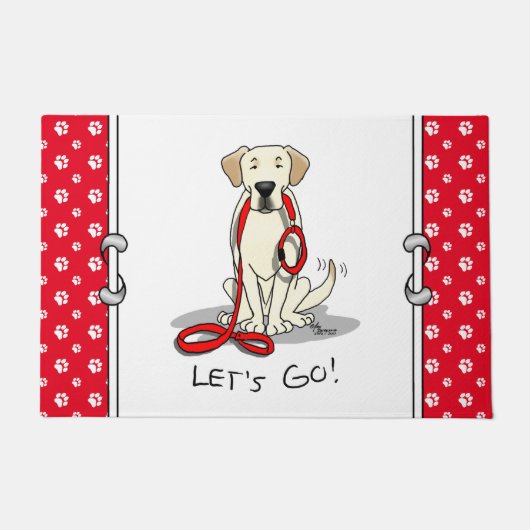 Laten we beginnen! Gele labrador Retriever - Cute Deurmat (Voorkant)