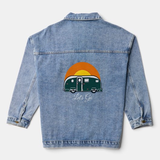 Laten we beginnen! Leuke  Camper RV Denim Jacket (Achterkant)