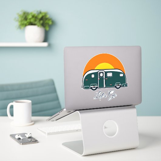 Laten we beginnen! Leuke  Camper RV Sticker (Laptop op bureau)