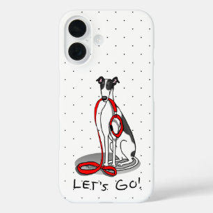 Laten we beginnen! (wandelen) Greyhound Dog (zwart iPhone 16 Hoesje