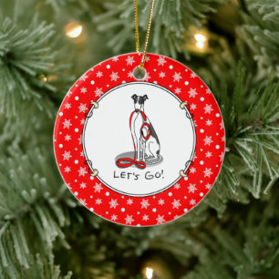 Laten we beginnen! (wandelen) Greyhound Dog (zwart Keramisch Ornament