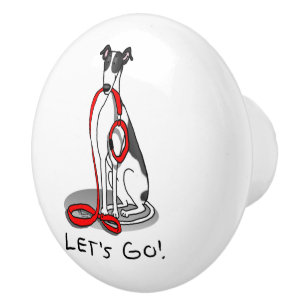 Laten we beginnen! (wandelen) Greyhound Dog (zwart Keramische Knop
