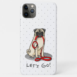 Laten we beginnen! (wandelen) Pug Dog (lichte mug) iPhone 11 Pro Max Hoesje