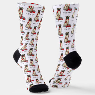 Laten we beginnen! (wandelen) Pug Dog (lichte mug) Sokken