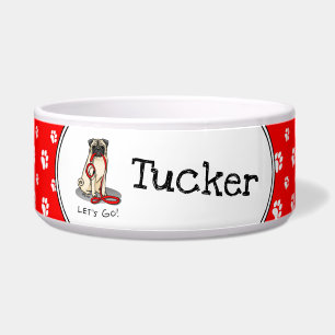 Laten we beginnen! (wandelen) Pug Dog (lichte mug) Voerbakje