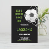 Laten we Black Soccer verjaardagsuitnodigingen oph Kaart (Staand voorkant)