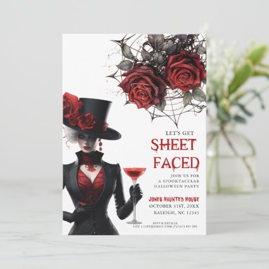 Laten we Blad Gezicht Bloemen Volwassen Halloween Kaart (Staand voorkant)