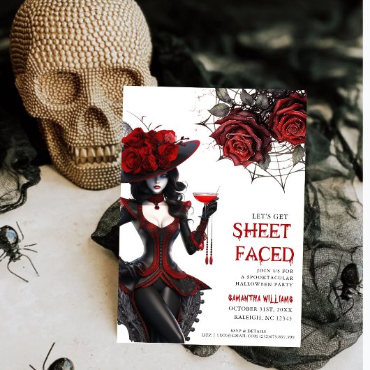 Laten we Blad Gezicht Bloemen Volwassen Halloween  Kaart