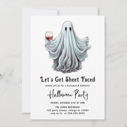 Laten we Blad Gezicht Volwassen Halloween Feest Kaart (Voorkant)