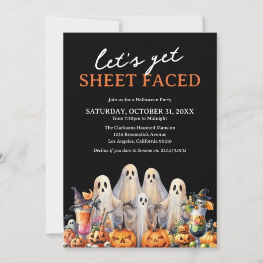 Laten we Blad Gezicht Volwassen Halloween Feest Kaart (Voorkant)