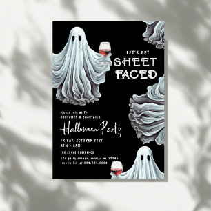Laten we Blad Gezicht Volwassen Halloween Feest Kaart