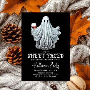 Laten we Blad Gezicht Volwassen Halloween Feest Kaart