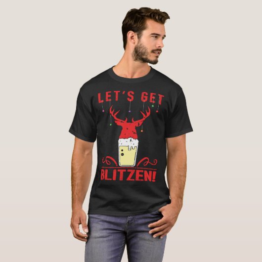 Laten we Blitzen feestelijke kerstjacht & bij T-shirt (Voorkant volledig)