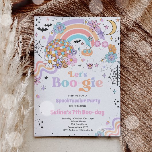 Laten we BOO-gie Halloween Leuke Roze Geest Verjaa Kaart