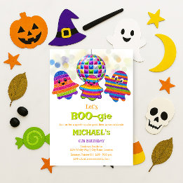 Laten we BOO-gie Kids Disco Halloween Verjaardagsf Kaart