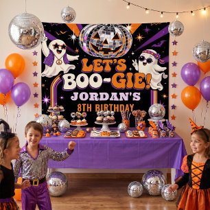 Laten we Boo-gie Paarse Disco Halloween-feest Wandkleed