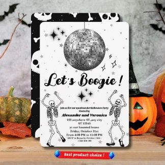 Laten we Boogie! Disco Ball Skeletons Halloween Pa Kaart