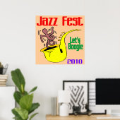Laten we boogie op Jazz Fest Poster (Thuiskantoor)