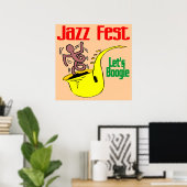 Laten we boogie op Jazz Fest Poster (Thuiskantoor)