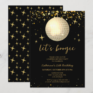 Laten we Boogie Retro Disco Bal Glitters Verjaarda Kaart