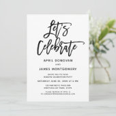 Laten we borstel typografie bruiloft vieren kaart (Staand voorkant)