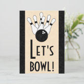 Laten we Bowl Birthday Party Invitation Kaart (Staand voorkant)