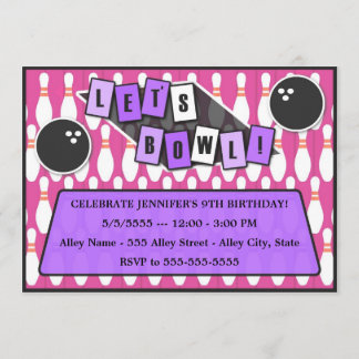 Laten we Bowl Bowling Party Birthday Invitation ro Kaart