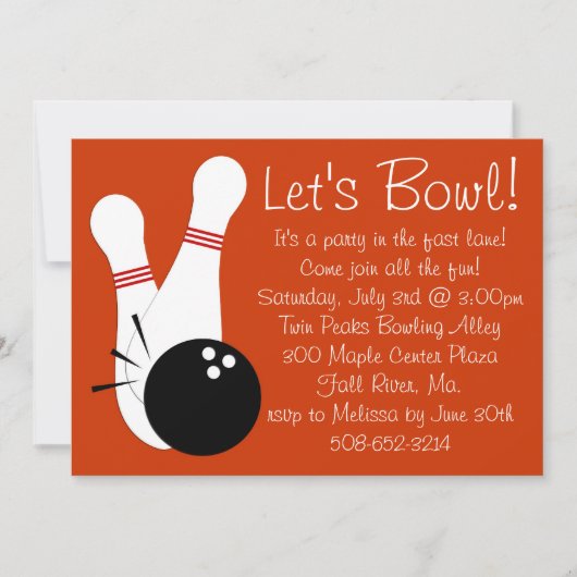 Laten we Bowl Party Invitation Kaart (Voorkant)