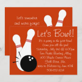 Laten we Bowl Party Invitation Kaart (Voorkant / Achterkant)