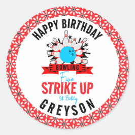 Laten we bowlen! Leuke Kinder 5e Verjaardag Party  Ronde Sticker