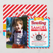 Laten we Bowling Birthday Party Foto Uitnodiging (Voorkant / Achterkant)
