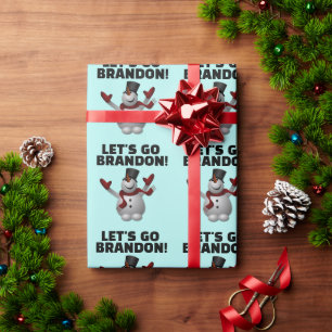 LATEN WE BRANDON CHRISTMAS SNOWMAN WRAPPING PAPER CADEAUPAPIER