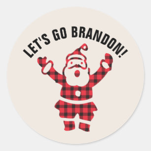 LATEN WE BRANDON GAAN! FUNNY CHRISTMAS SANTA STICK RONDE STICKER