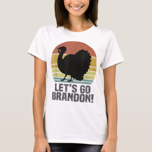 Laten we Brandon Thanksgiving Turkije Retro Vintag T-shirt