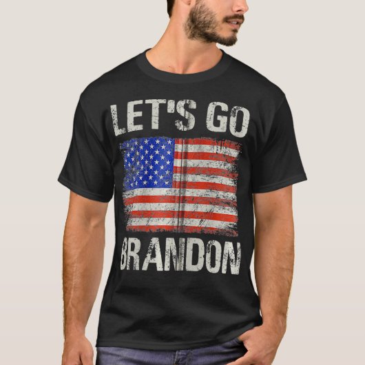 Laten we Brandon US Flag Funny Zip T-shirt (Voorkant)