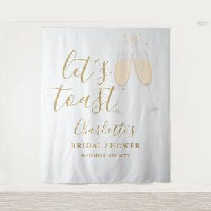 Laten we bruiloftsfeest gouden achtergrond toasten wandkleed