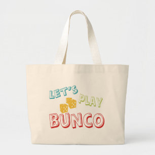 laten we bunco spelen grote tote bag