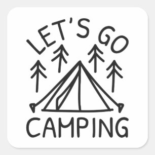 Laten we Camping gaan Vierkante Sticker