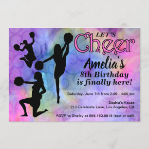 Laten we Cheer. - Cheerleader Girls Birthday Party Kaart