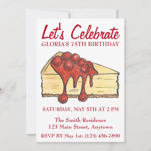 Laten we Cherry Cheesecake Dessert Birthday vieren Kaart (Voorkant)