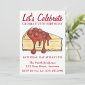 Laten we Cherry Cheesecake Dessert Birthday vieren Kaart (Staand voorkant)