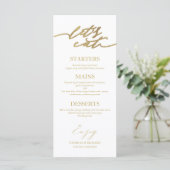Laten we Chic Script-huwelijksmenu kaart voor bord (Staand voorkant)
