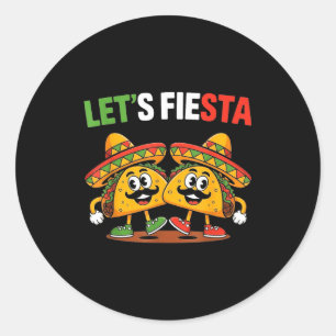 Laten we cinco de mayo feesten voor vrouwen mannen ronde sticker
