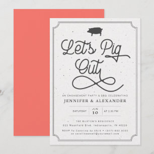 Laten we Coral I Do BBQ Engagement Party uitdelen Kaart