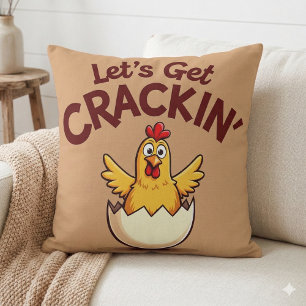 Laten we Crackin' Funny Chicken Boerderij Pun krij Kussen