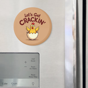 Laten we Crackin' Funny Chicken Boerderij Pun krij Magneet