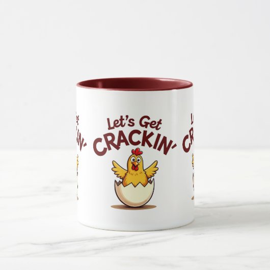 Laten we Crackin' Funny Chicken Boerderij Pun krij Mok (Midden)