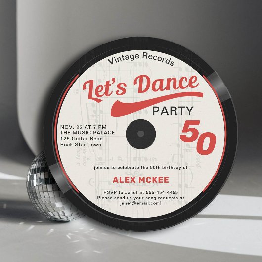 Laten we dansen Groovy Record 50th Verjaardag Kaart