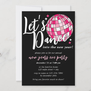 Laten we dansen New Years Pink Disco Ball Retro Kaart